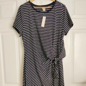 Blue Striped Cotton Dress with Side Tie by Chico's